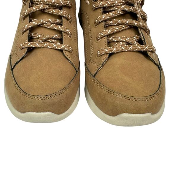 Skechers Ultra Flex 2.0 Lace Up Ankle Boot Chestnut Size 9 Faux Fur Lining - Picture 2 of 7